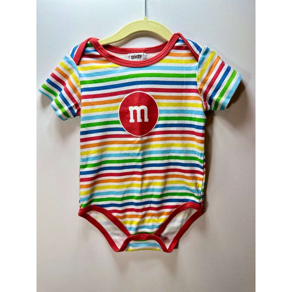 M&Ms Baby Rainbow Stripe Bodysuit Sweet Cheeks Short Sleeve 24M Cotton